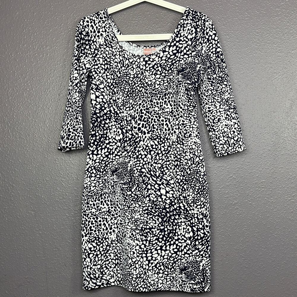 Persifor Sheath Dress Size XS 3/4 Sleeves Blue White Printed